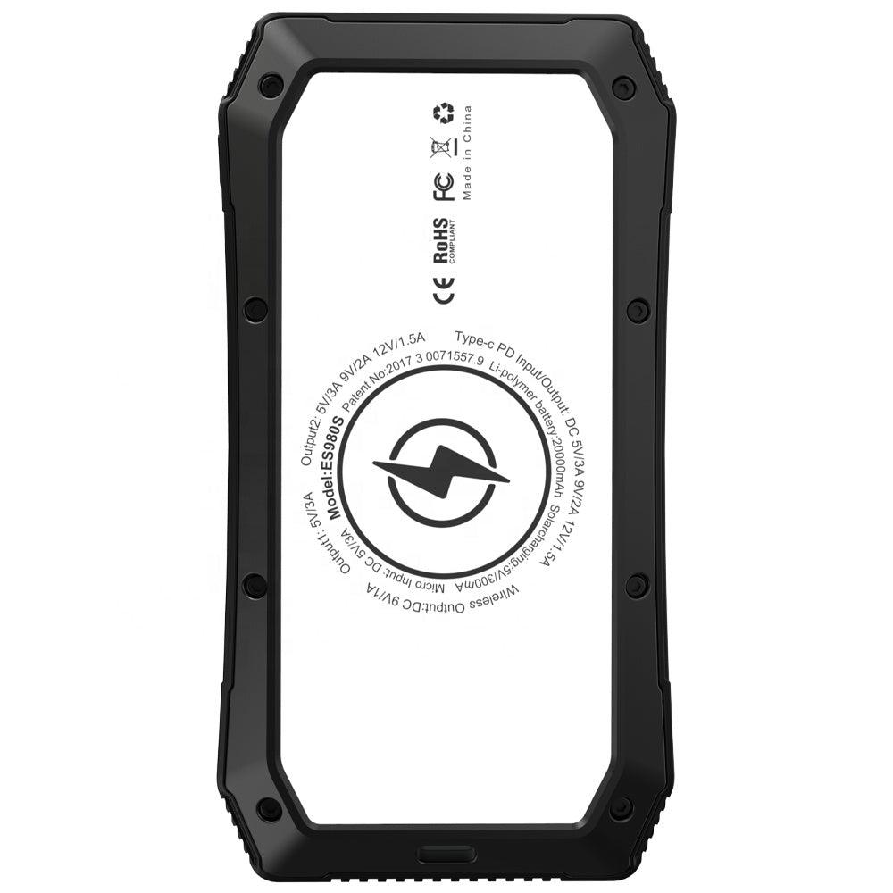 20000mAh RD太陽能充電器 | TYPE-C快速充電 | 流動應急電源 | LED照明燈 | QI無線充電 - RD Infinity Tech