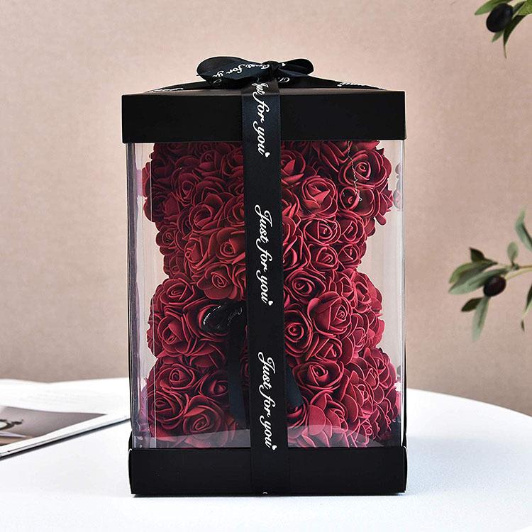 深紅色手工製永久玫瑰熊連禮盒 - Gift House | RD Infinity Tech