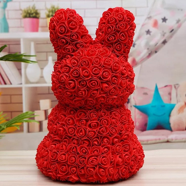 手工製永久玫瑰花兔仔連禮盒心意卡 (40cm) - Gift House | RD Infinity Tech