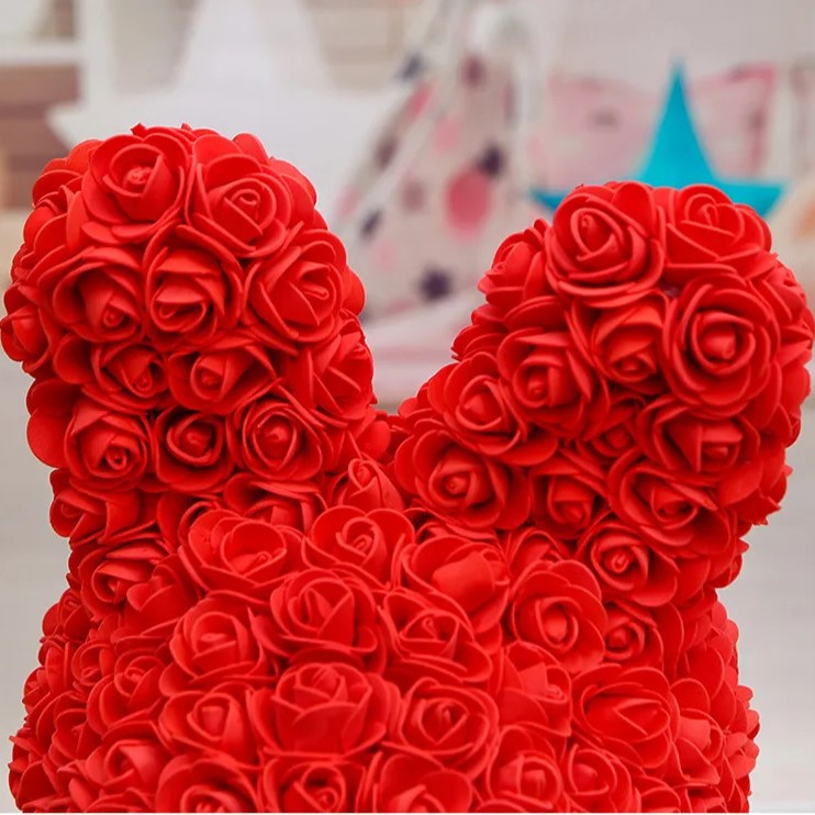手工製永久玫瑰花兔仔連禮盒心意卡 (40cm) - Gift House | RD Infinity Tech