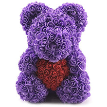 將圖片載入圖庫檢視器 紫色熊紅色心手工製永久抱心玫瑰花熊連禮盒心意卡 (40cm) - Gift House | RD Infinity Tech
