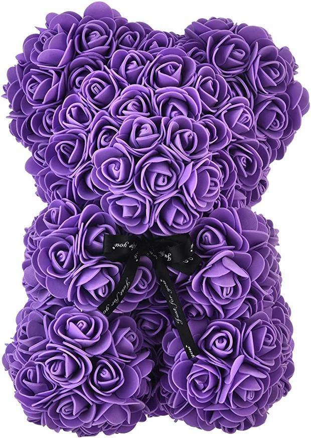 25cm紫色手工製永久玫瑰熊連禮盒 - Gift House | RD Infinity Tech 